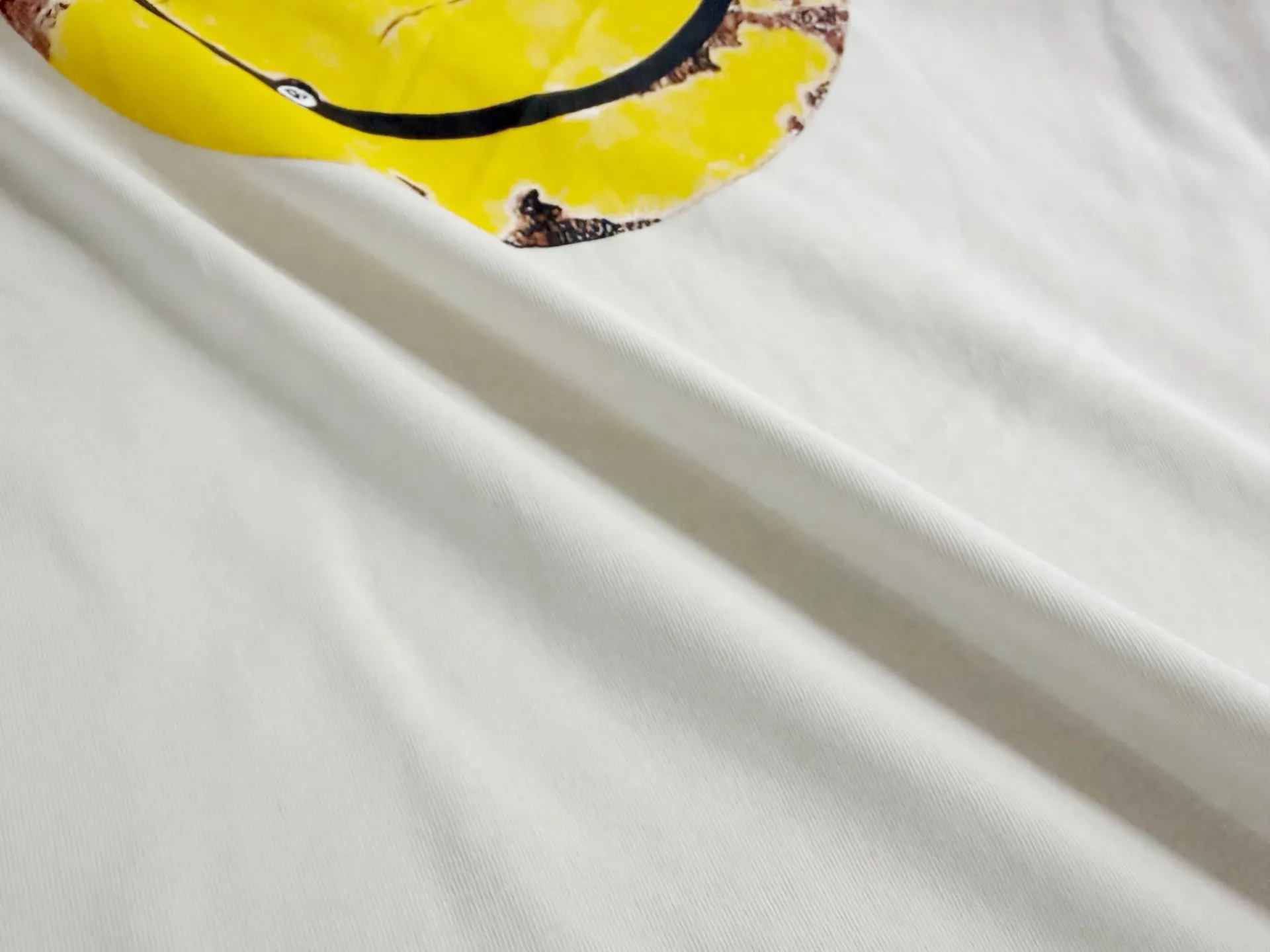 ❥8048#P126 Saint Mxxxxxx ✖️KLF new smiley face Made of double yarn double-ply pure cotton fabric 290 grams, comfortable and breathable to wear, full of street feel, loose fit Craftsmanship: glue rusty printing Size: (S-M-L-XL) Color: gray apricot
